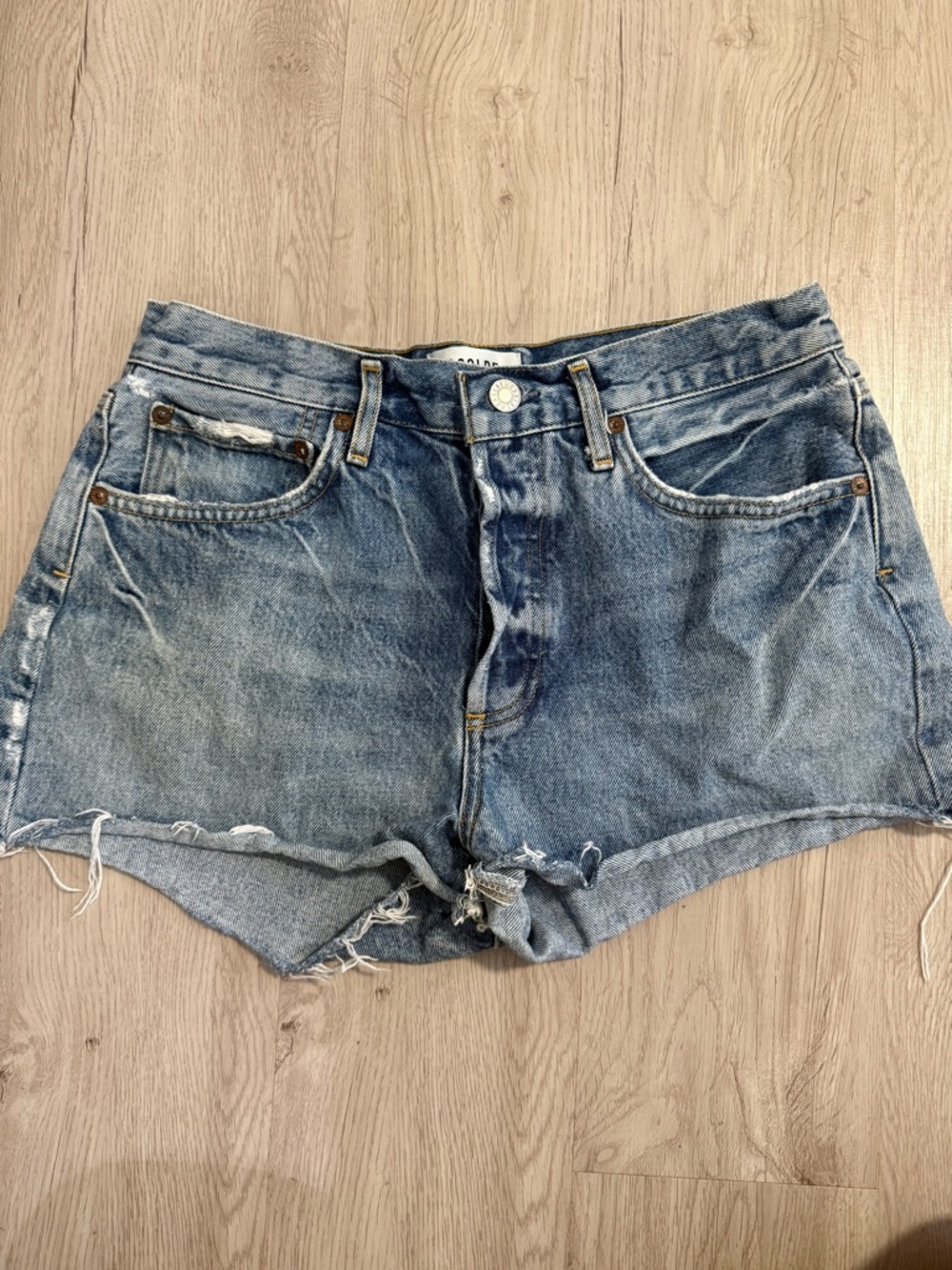 Agolde Classic Blue Denim Cutoff Shorts